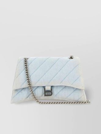 Balenciaga crush m denim quilted shoulder bag