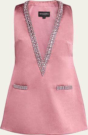 Retrof&ecirc;te Nancie Crystal Plunging Mini Dress