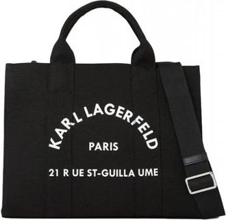 Karl Lagerfeld Rue St-Guillaume Medium Square Tote Bag - Dames - Shoppers - Zwart - ONE Size - Katoen - Tassen