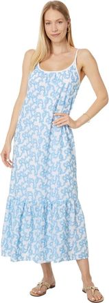 Lilly Pulitzer Amerie Dress Womens Blue Flamingle Embroidered Ruffle FROG588