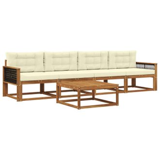 vidaXL Conjunto De Sof&aacute;s De Exterior Con Coj&iacute;n 5 Pcs Natural Y Crema Vidaxl