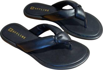 Offline Shoes Womens Flat Thong Sandal In Black