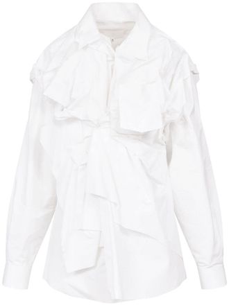 Maison Margiela gathered poplin shirt - women - Cotton - 38 - White