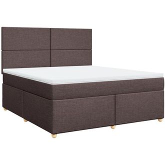 vidaXL Cama Box Spring Con Colch&oacute;n Tela Marr&oacute;n Oscuro 180x200 Cm Vidaxl
