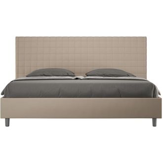Les Tendances Letto Matrimoniale King size rivestito in Similpelle - sunny - Dimensione Rete: 200x200 - Colore: Tortora - Tipologia Letto: Con Rete e Contenitore