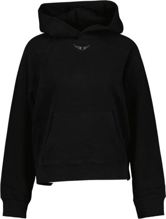 Zadig&Voltaire Hoodies & sweatvesten, Dames, Zwart, L, Katoen, Strass Sweat Top in Zwart Katoen