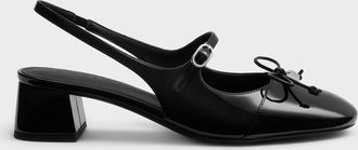 Charles & Keith Patent Bow Slingback Pumps