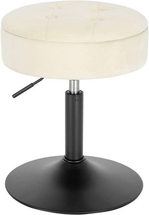 Woltu Woltu 1x Sgabello Rotondo Altezza Regolabile Sedia Da Bar Con Vano Portaoggetti Crema
