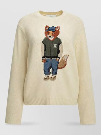 Maison Kitsun&eacute; wool dressed fox crew-neck sweater