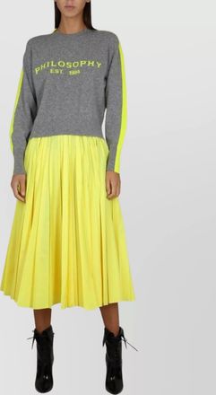Alberta Ferretti a-line high waist midi pleated skirt