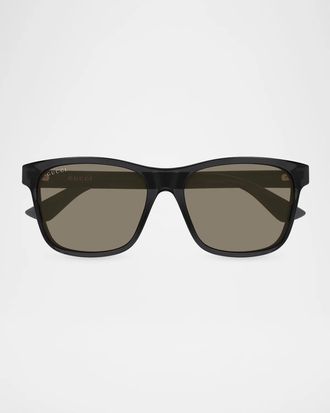 Gucci Men & apos;s GG0746S Gucci Lines Square Injection Sunglasses