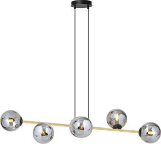 Wonderlamp Lámpara colgante ajustable negro y dorado con 6 esferas grafito