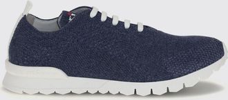 Kiton Sneakers basse in maglia di cotone stretch con logo lettering