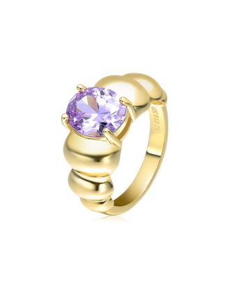 Rachel Glauber 14K Plated Cz Cocktail Ring