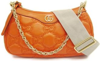 Gucci Pre-owned Leather Cross Body Bag - Dames - Vintage Schoudertas - Oranje - ONE Size - Leer - Vintage