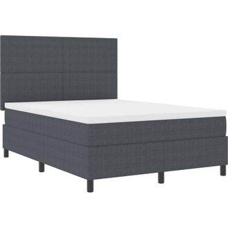 vidaXL Box Spring Bed Dark Grey and White 160 x 200 cm Corduroy Fabric vidaXL