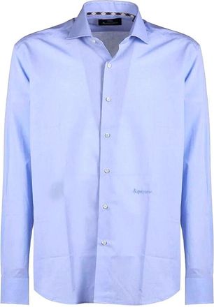 Aquascutum Iconic Shirt - Heren - Zakelijke Overhemden - Blauw - 2XL - Katoen - Overhemden
