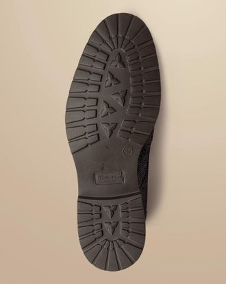 CHARLES TYRWHITT Grain Leather Rubber Sole Brogue Boots - Mahogany Brown Size 11 by Charles Tyrwhitt