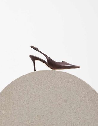 Tony Bianco Samar scarpe slingback con tacco in pelle vintage color cioccolato-Marrone