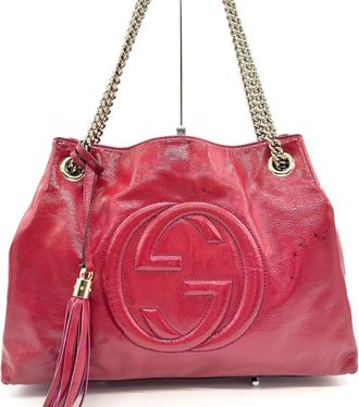 Gucci Soho Red Color Leather Shoulder Bag Tote Bag (Pre-Owned)