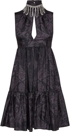 Philipp Plein Silk Short Dress Crystal New Baroque
