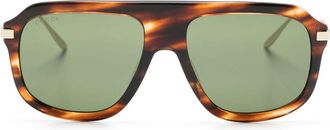 Gucci Brown Pilot-Frame Sunglasses - Mens - Metal/Acetate