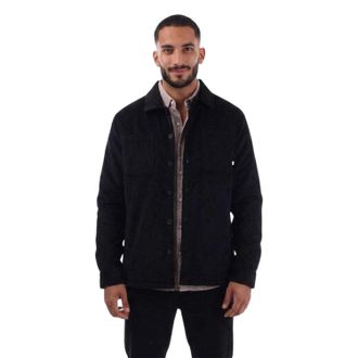Farah Effen overshirt voor heren met gepeacht oppervlak (Marine)