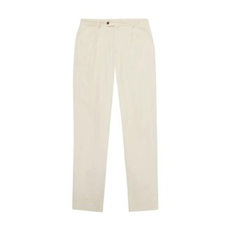 Brooks Brothers Eenplooi katoenen ribfluwelen chino - Heren - Broeken - Wit - Maat: W40 Katoen