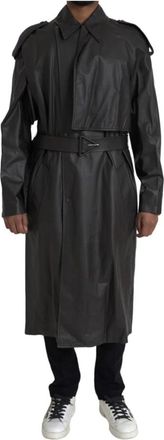 Bottega Veneta Waterdichte Leren Trenchcoat Jas - Heren - Trenchcoats - Zwart - XS - Leer - Jassen