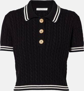 Alessandra Rich Polo in maglia di cotone a trecce