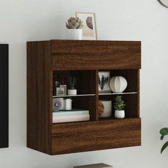 vidaXL Vidaxl - tv Wall Cabinet with led Lights Brown Oak 58.5x30x60.5 cm