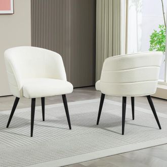 OEM Poltrona Da Salotto 80 Cm, Sedia Da Camera Da Letto, Sedia Da Lettura, Schienale Imbottito (2, Bianco)