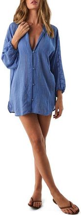 Vix Yana Long Sleeve Cover-Up Tunic in Blue at Nordstrom, Size X-Large