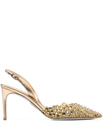 Rene Caovilla Pumps con cristalli 88mm - Oro