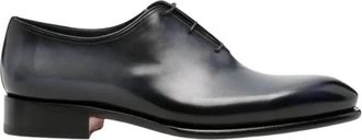 Santoni Carter 16229 Oxford - Heren - Nette schoenen - Blauw - 43 1/2 EU - Leer - Schoenen