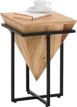 Ambia Home Beistelltisch, Naturfarben, Schwarz, Akaziefarben, Holz, Metall, Akazie, massiv, quadratisch, eckig, 31x45x31 cm, Wohnzimmer, Wohnzimmertische, Beiste
