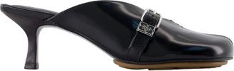 Ganni Zwarte sandalen met hak - Leer - Instapper - Dames - Muiltjes - Zwart - 40 EU - Leer - Schoenen