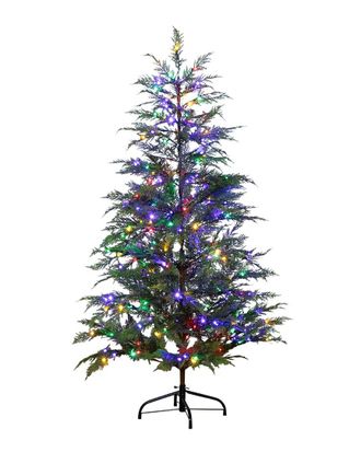 Nearly Natural 5Ft Pre-Lit Artificial Park City Pine Christmas Tree With 200 Multicolored Led Dewdrop Lights