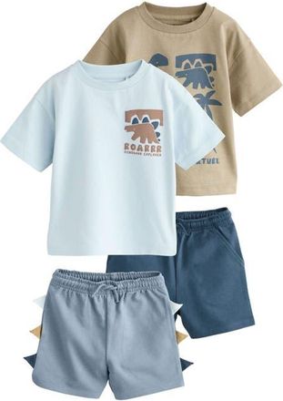 Next Kids 4-Pack Dino Graphic T-Shirt & Assorted Shorts in Blue Multi at Nordstrom, Size 12-18M