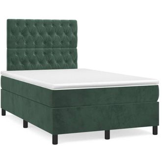 vidaXL Vidaxl - Cama Box Spring Con Colch&oacute;n Terciopelo Verde Oscuro 120x190 Cm