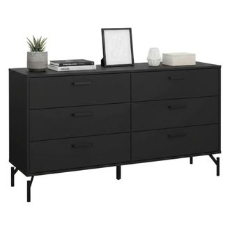 Dmora Aparador Begawan, Buf&eacute; De Sal&oacute;n, Aparador De Sal&oacute;n, Despensa De Cocina, 139x40 H77 Cm, Negro - Dmora