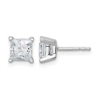 Diamond2Deal 14k White Gold 2 ct Princess Lab Grown Diamond Stud Earrings VS Clarity, D-E Color