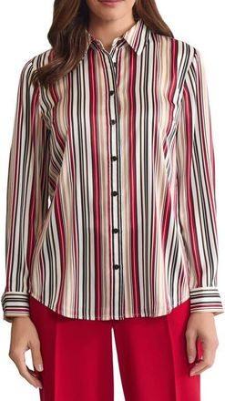 Kasper Stripe Button-Up Shirt in Vanilla Ice Multi at Nordstrom, Size X-Small