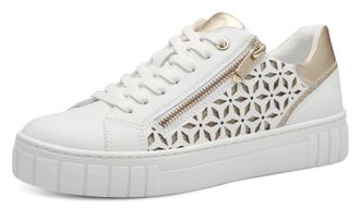 Marco Tozzi Plateausneaker MARCO TOZZI, Damen, Gr. 36, gold (wei&szlig;, goldfarben), Lederimitat, gemustert, kontrastfarbene Details, Schuhe Plateausneaker, Freizeitsc
