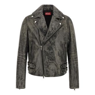 Diesel L-Eon-Cjcm Biker Jacket - male - Diesel - Leather Jackets - Gray - XL - Jackets