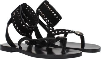 Isabel Marant Womens Black Leather Flip-Flop Sandals