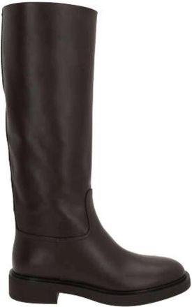 Gianvito Rossi Bruine Leren Pull-On Laarzen - Dames - Hoge Laarzen - Bruin - 39 EU - Leer - Schoenen