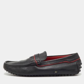 Tod's Tods For Ferrari Black Leather Slip On Loafers