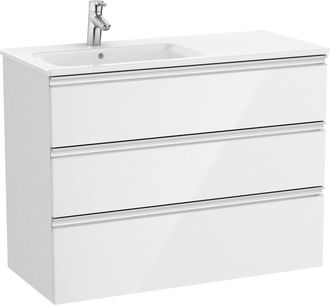 Roca Roca - Pack Unik Mueble De 3 Cajones + Lavabo A La Izquierda The Gap Color: Blanco Brillo
