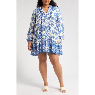 Boho Me Button Front Tunic in Blue at Nordstrom Rack, Size 2X